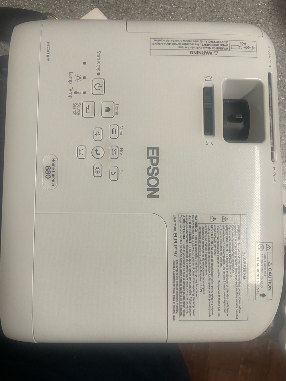 Epson Home Cinema 880 1080p 3LCD Projector – Tested & Working – No Remote